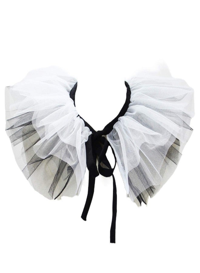 Zaagot Renaissance Tulle Ruffled Fake Collar Layered Black White Mesh Choker Neck Ruff Mesh - Image 4